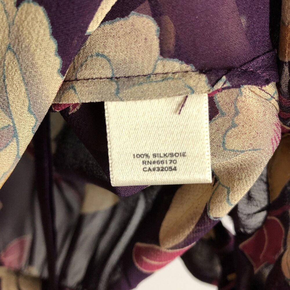 Anthropologie Moulinette Soeurs Blouse Womens 4 Sheer Floral Silk 3/4 Sleeve - Picture 11 of 15